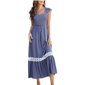 ✨NEW✨Maxi Dress w/ flutter sleeve and ruched upper